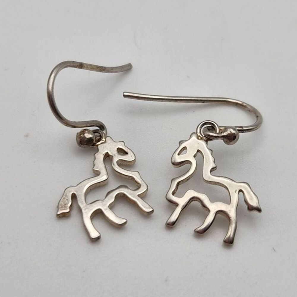 Equestrian Horse Sterling 925 Dainty 1" Earrings Cowgirl Minimalist Western Chic